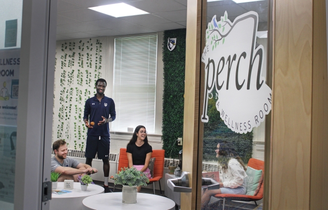 Students interact in the Perch Wellness Room, located in the USJ Center for Wellness Development.